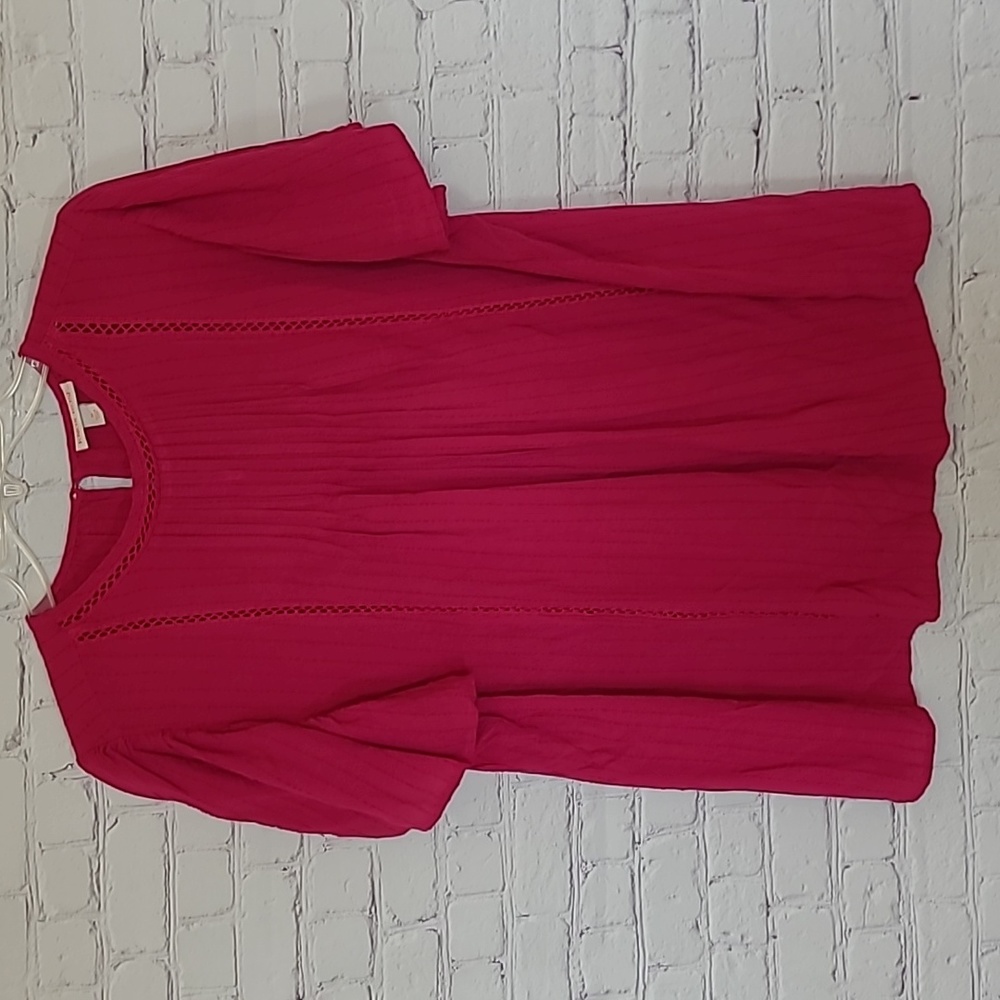 NEW Sz medium Knox Rose Fuscia Purple Flutter Sleeve Rayon Top Blouse